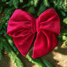 Load image into Gallery viewer, Velvet Sailor Bow Red